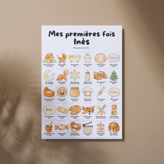 Affiche mes premières fois personnalisable Orange