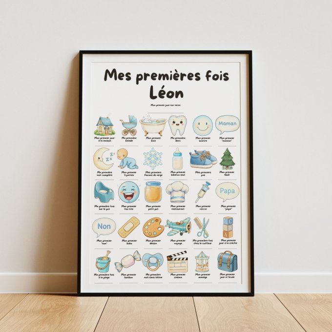 Affiche mes premières fois personnalisable Bleu