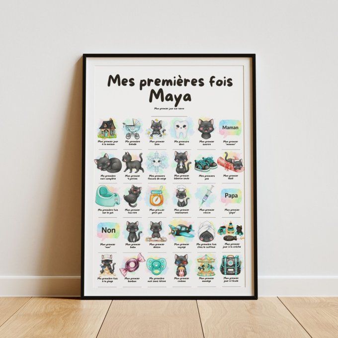 Affiche mes premières fois personnalisable Chat Noir
