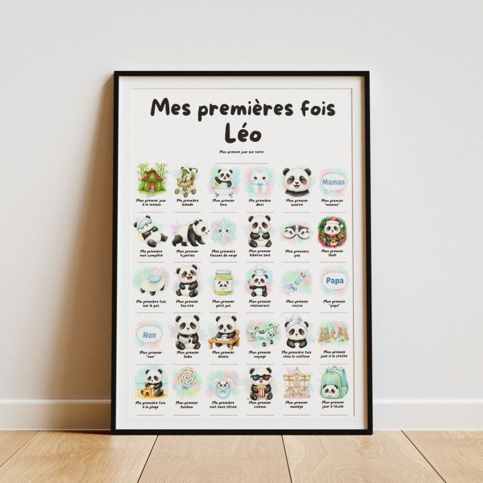 Affiche mes premières fois personnalisable Panda