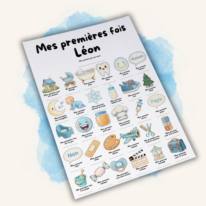 Affiche mes premières fois personnalisable Bleu