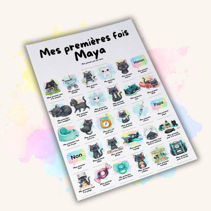 Affiche mes premières fois personnalisable Chat Noir