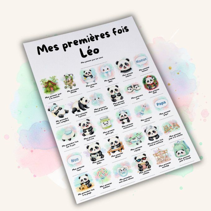 Affiche mes premières fois personnalisable Panda