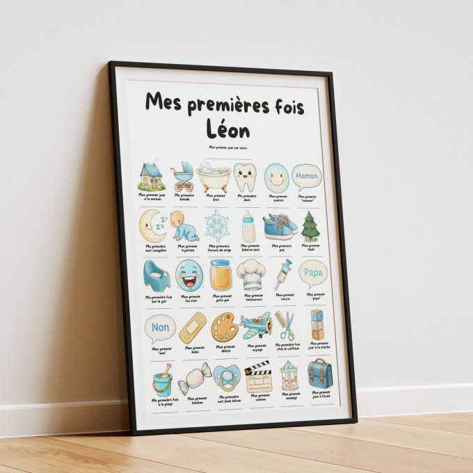 Affiche mes premières fois personnalisable Bleu