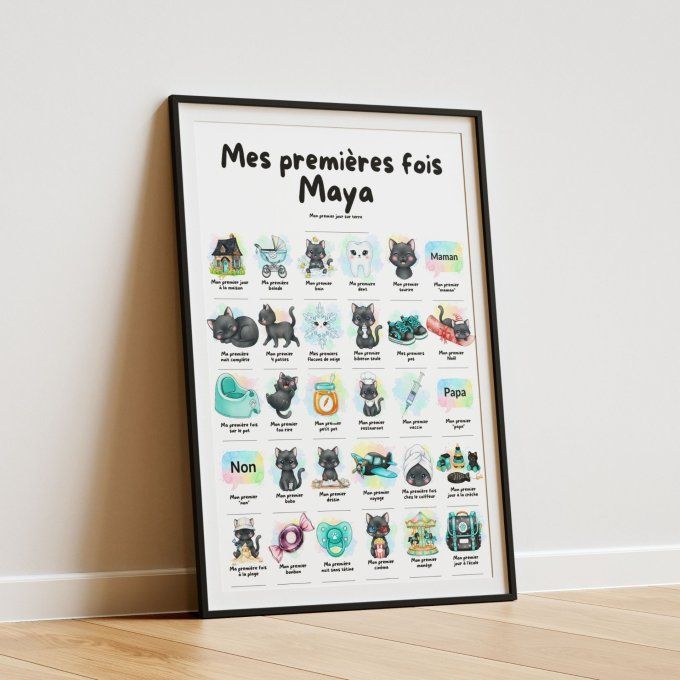 Affiche mes premières fois personnalisable Chat Noir
