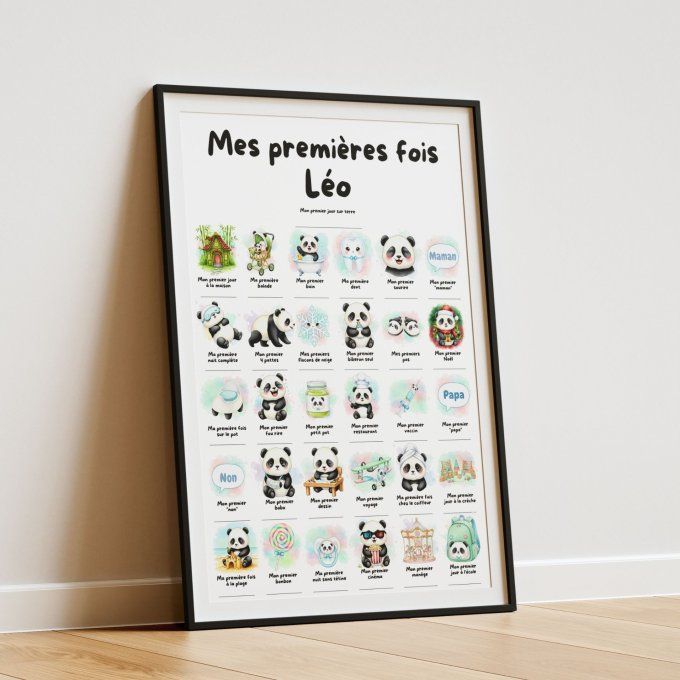 Affiche mes premières fois personnalisable Panda