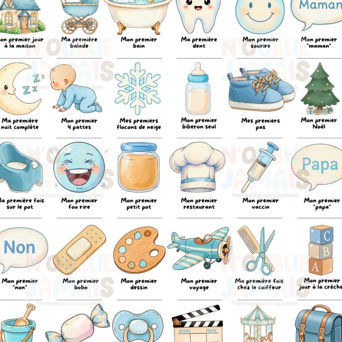 Affiche mes premières fois personnalisable Bleu