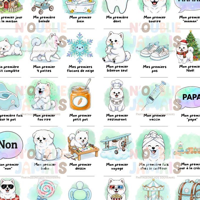 Affiche mes premières fois personnalisable Samoyèd