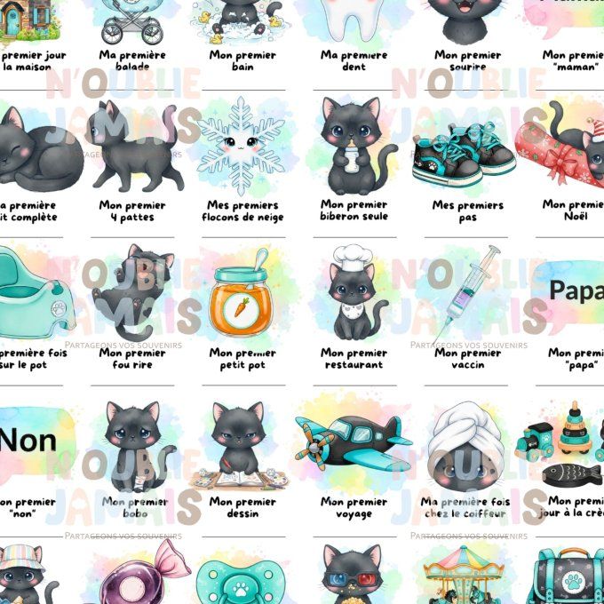 Affiche mes premières fois personnalisable Chat Noir