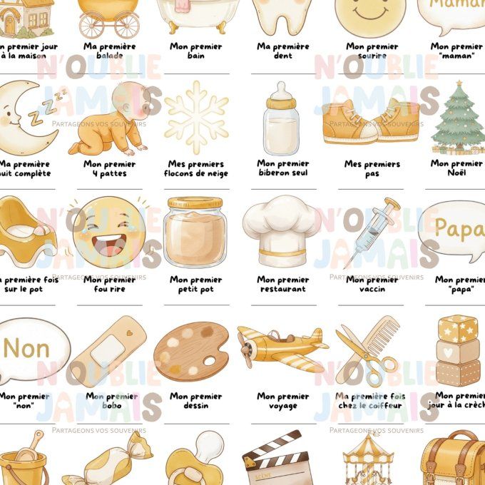 Affiche mes premières fois personnalisable Jaune moutarde