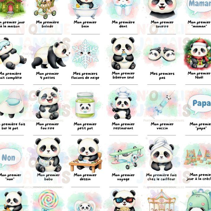 Affiche mes premières fois personnalisable Panda