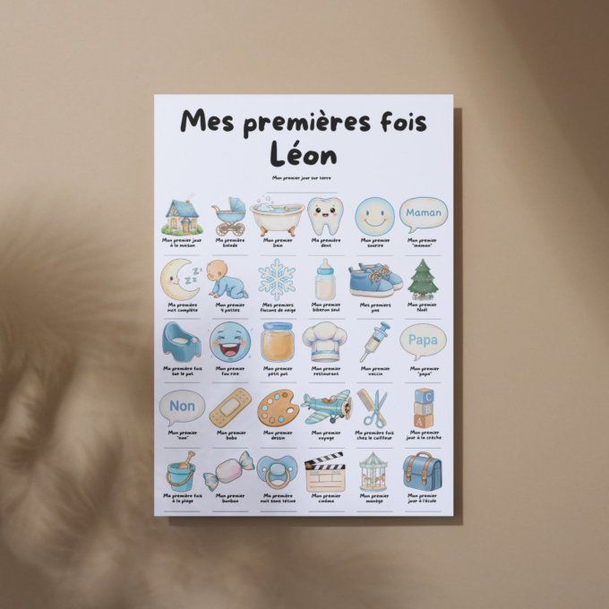 Affiche mes premières fois personnalisable Bleu