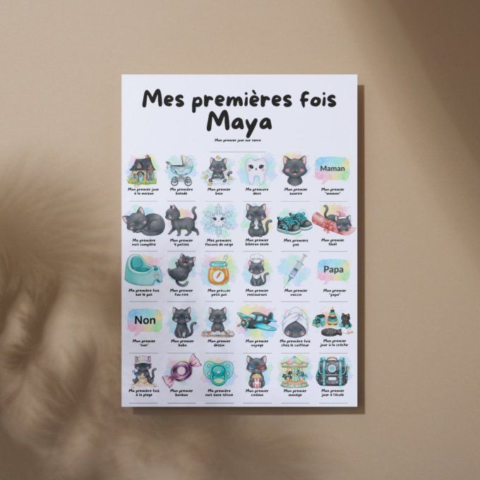 Affiche mes premières fois personnalisable Chat Noir