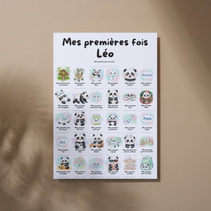 Affiche mes premières fois personnalisable Panda