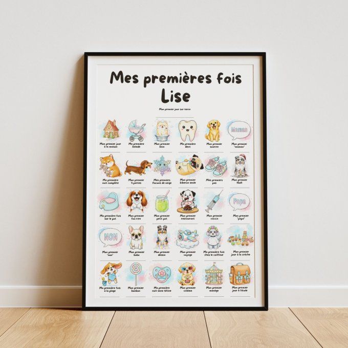 Affiche mes premières fois personnalisable Chiots