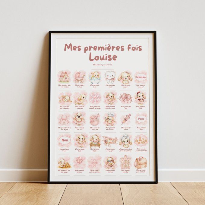 Affiche mes premières fois personnalisable Lapine