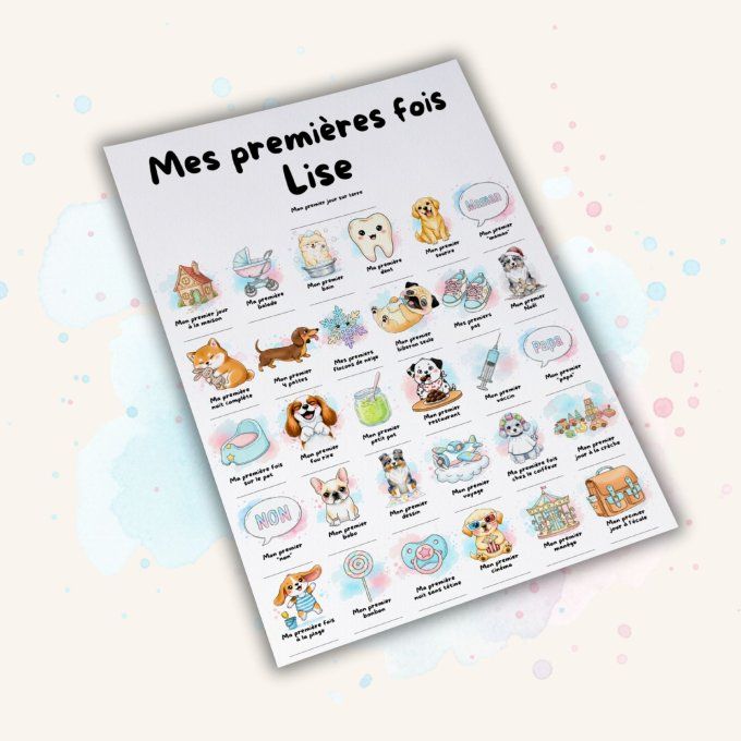 Affiche mes premières fois personnalisable Chiots