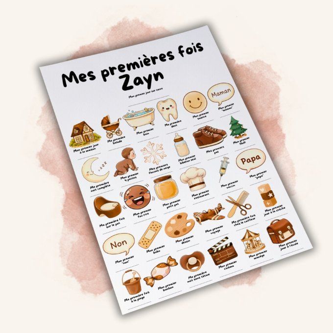 Affiche mes premières fois personnalisable Chocolat