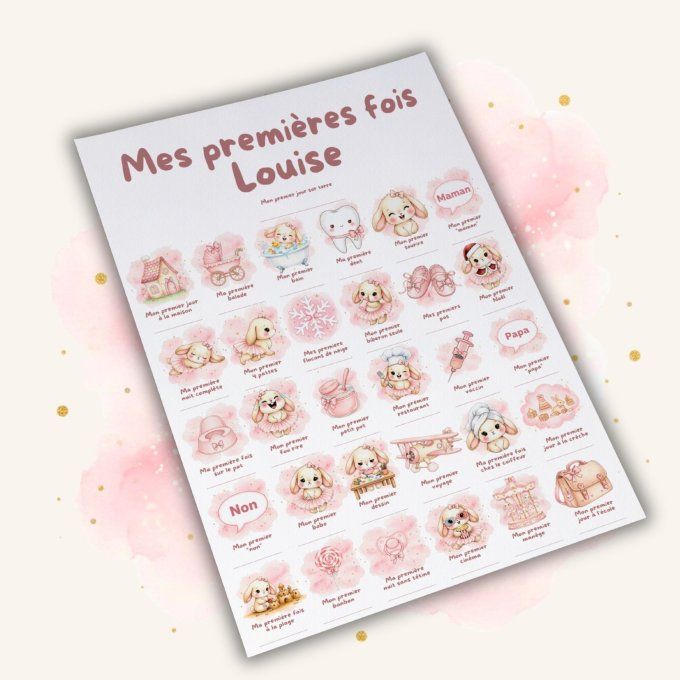 Affiche mes premières fois personnalisable Lapine
