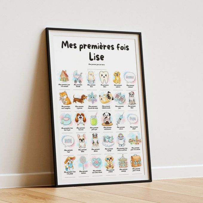 Affiche mes premières fois personnalisable Chiots