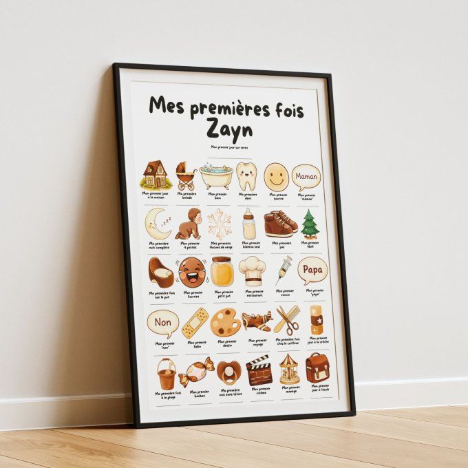 Affiche mes premières fois personnalisable Chocolat