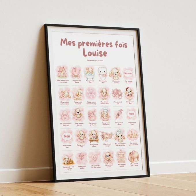 Affiche mes premières fois personnalisable Lapine
