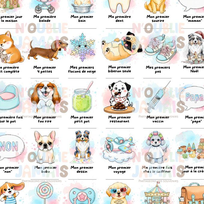 Affiche mes premières fois personnalisable Chiots