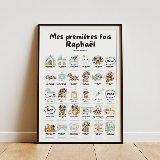 Affiche mes premières fois personnalisable Teckel