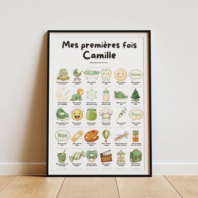 Affiche mes premières fois personnalisable Vert
