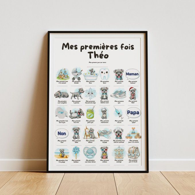 Affiche mes premières fois personnalisable American Staff