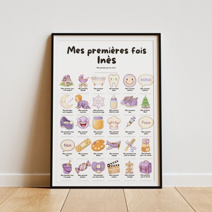 Affiche mes premières fois personnalisable Violet