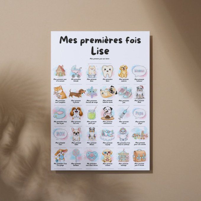 Affiche mes premières fois personnalisable Chiots