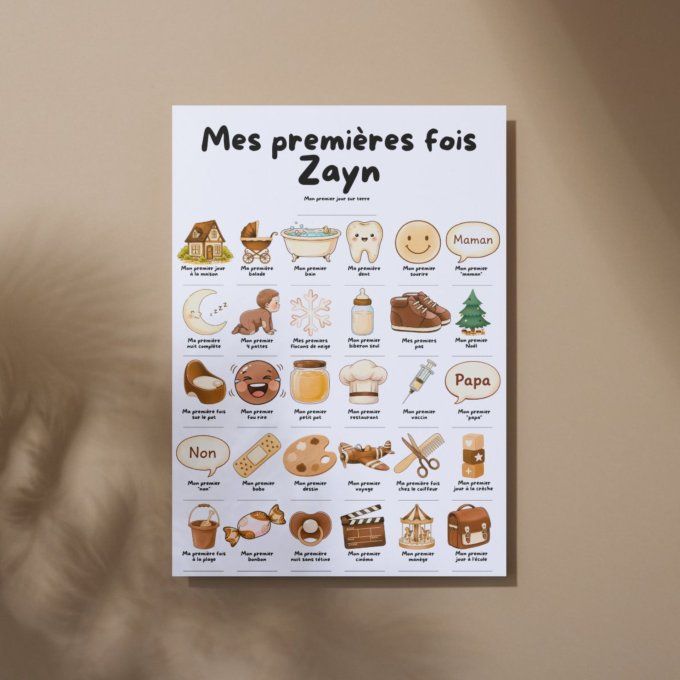 Affiche mes premières fois personnalisable Chocolat