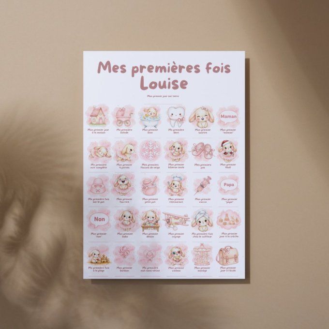 Affiche mes premières fois personnalisable Lapine