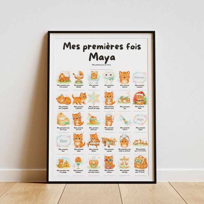 Affiche mes premières fois personnalisable Chat Roux