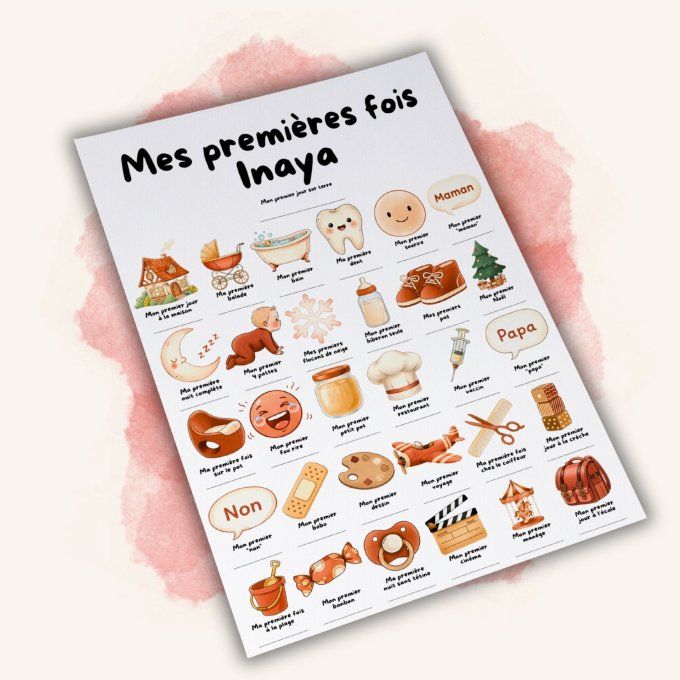 Affiche mes premières fois personnalisable Terracotta