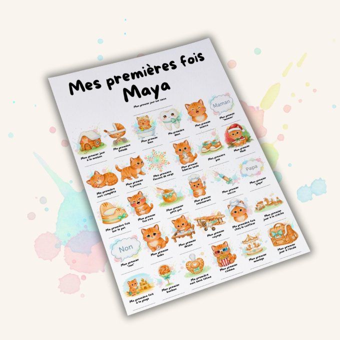 Affiche mes premières fois personnalisable Chat Roux