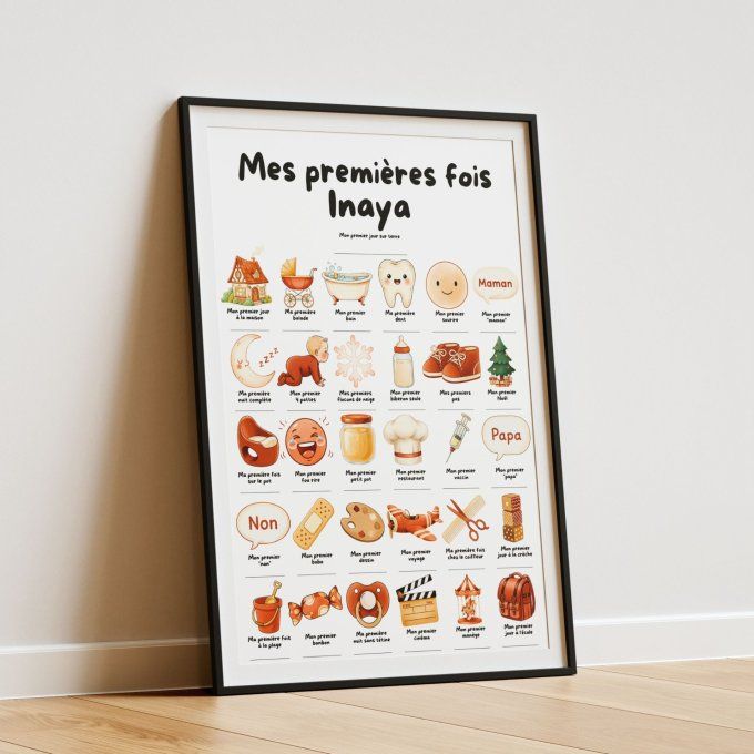 Affiche mes premières fois personnalisable Terracotta