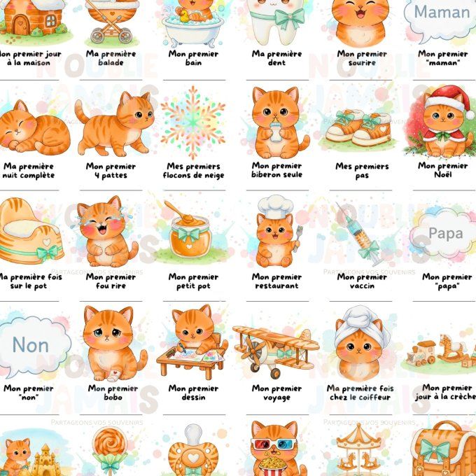 Affiche mes premières fois personnalisable Chat Roux