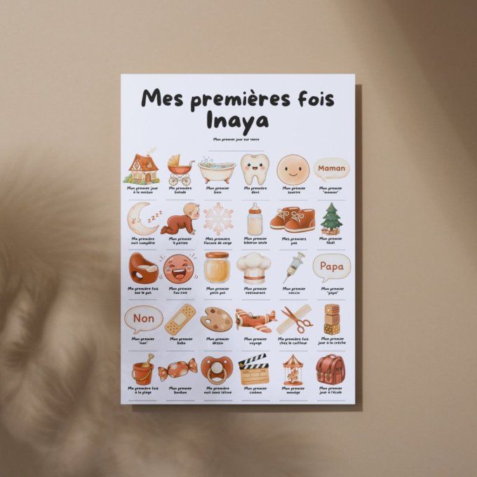 Affiche mes premières fois personnalisable Terracotta