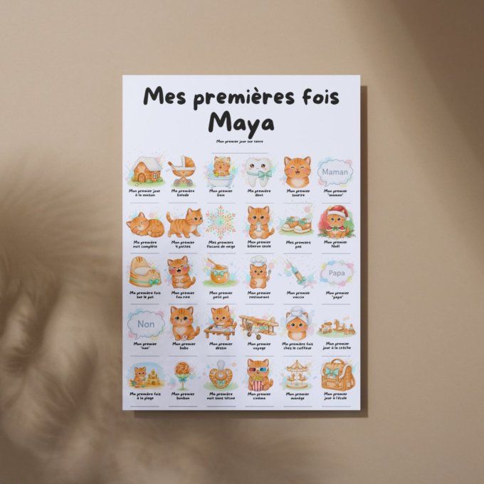 Affiche mes premières fois personnalisable Chat Roux
