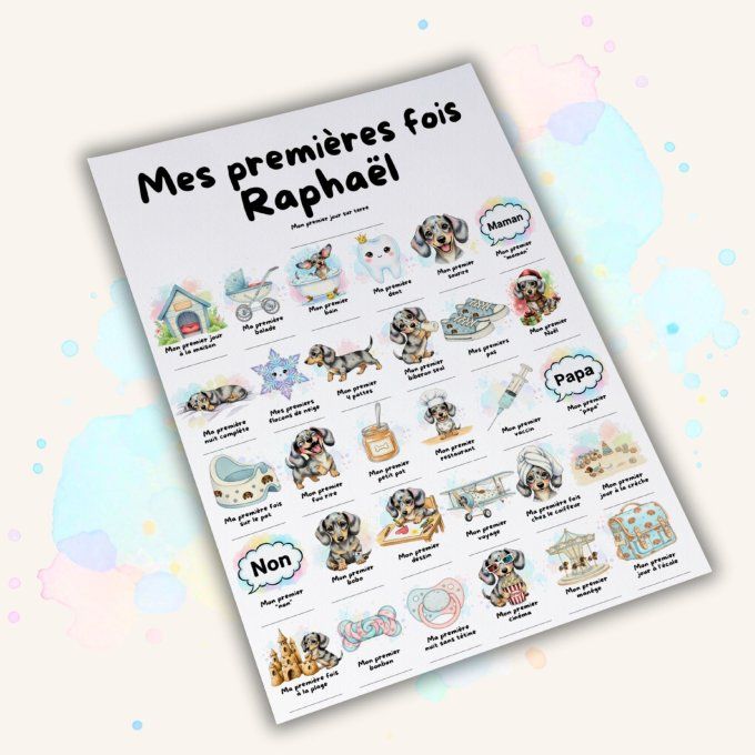 Affiche mes premières fois personnalisable Teckel