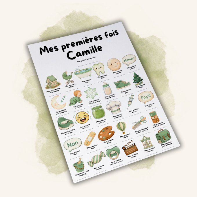 Affiche mes premières fois personnalisable Vert