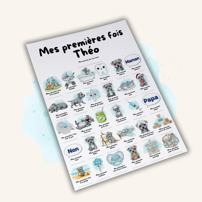 Affiche mes premières fois personnalisable American Staff