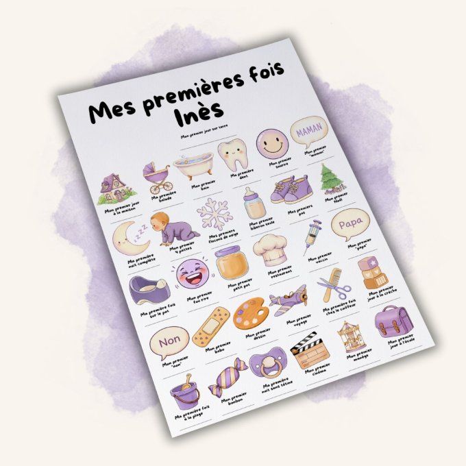 Affiche mes premières fois personnalisable Violet