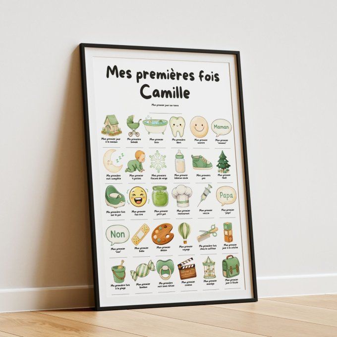 Affiche mes premières fois personnalisable Vert