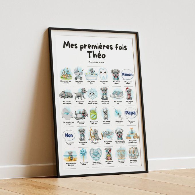 Affiche mes premières fois personnalisable American Staff