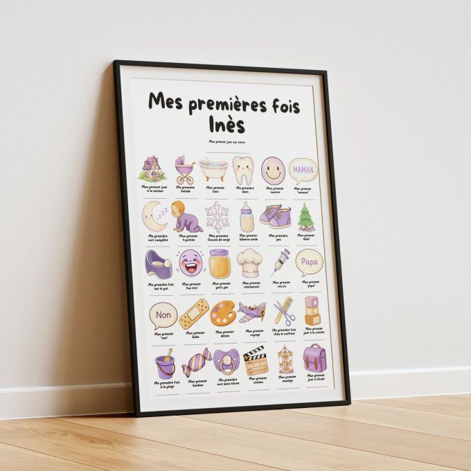 Affiche mes premières fois personnalisable Violet