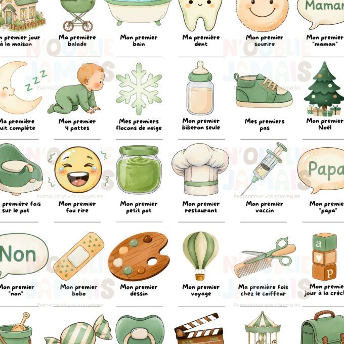 Affiche mes premières fois personnalisable Vert