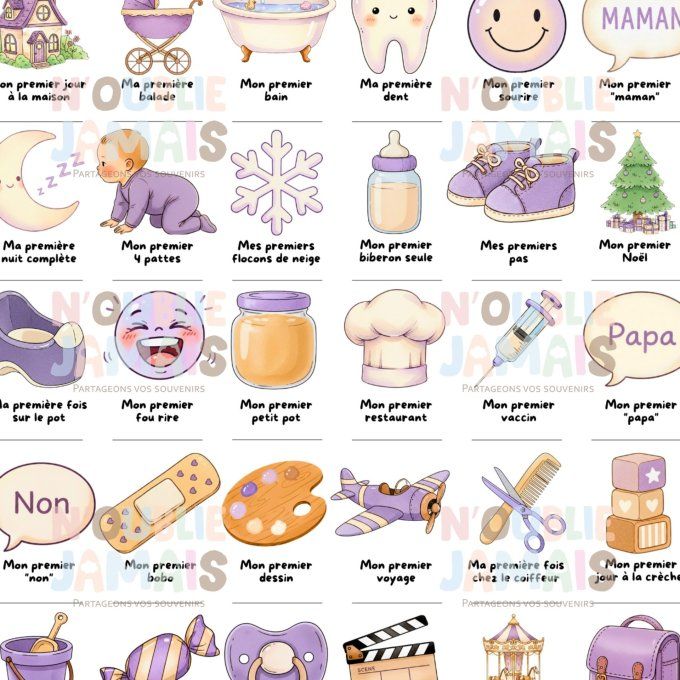 Affiche mes premières fois personnalisable Violet